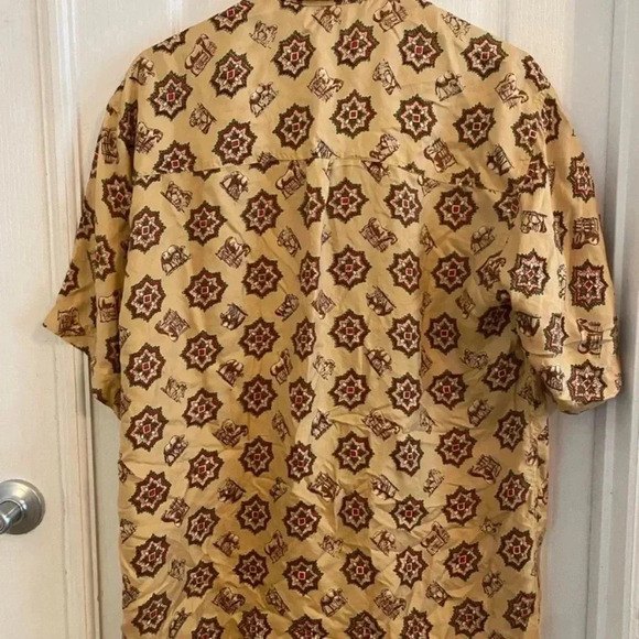 Ted Lapidus Mens 100% Equestrian Print Silk Shirt Button Down - Picture 6 of 6